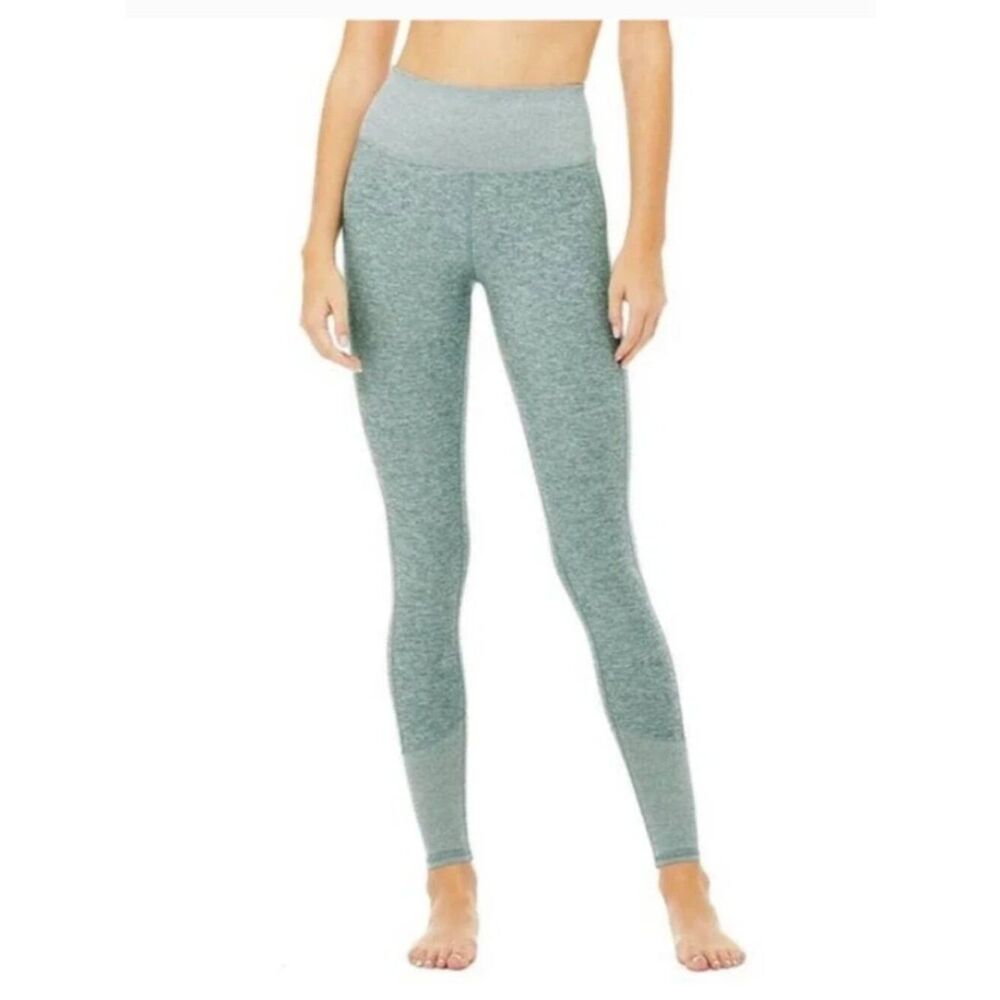 Alo Yoga Alosoft High Waist Lounge Leggings in Seagrass Green, size XS.